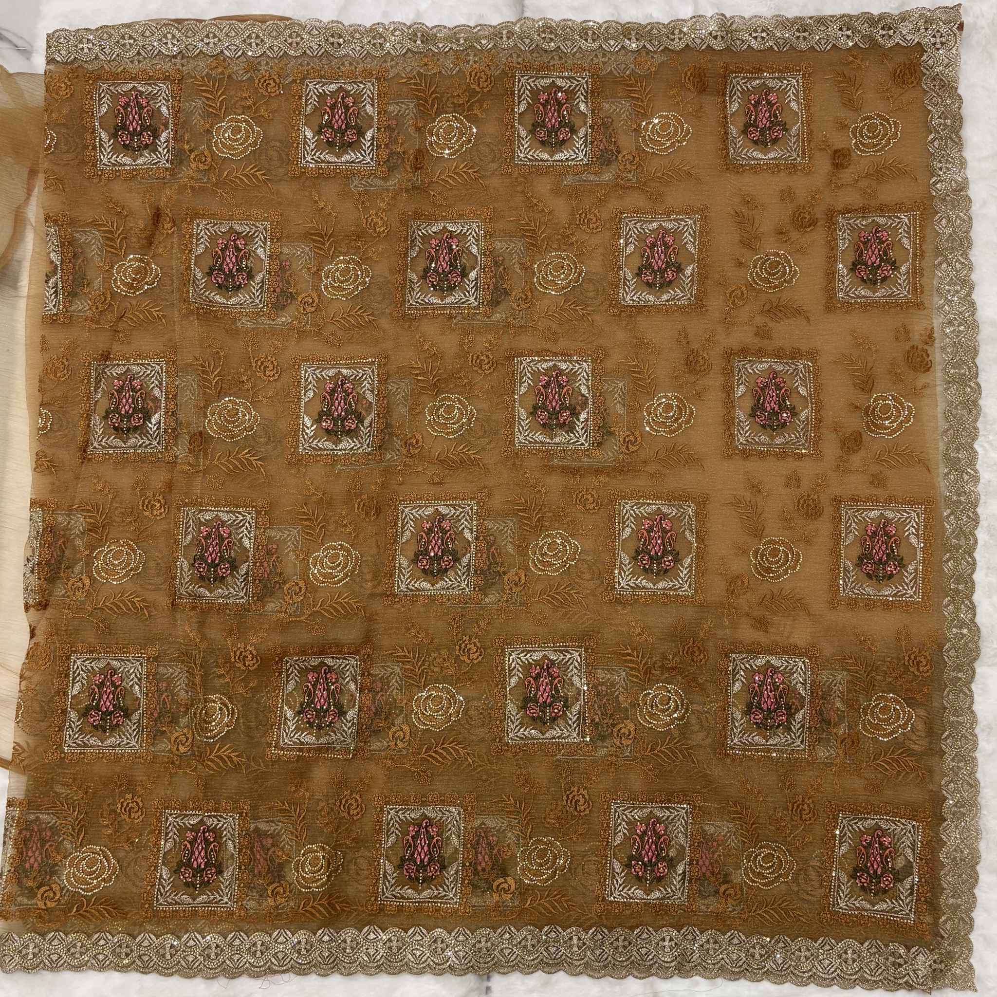 Golden Royale Embroidered Saree for Women | Designer Festive & Wedding Wear Saree