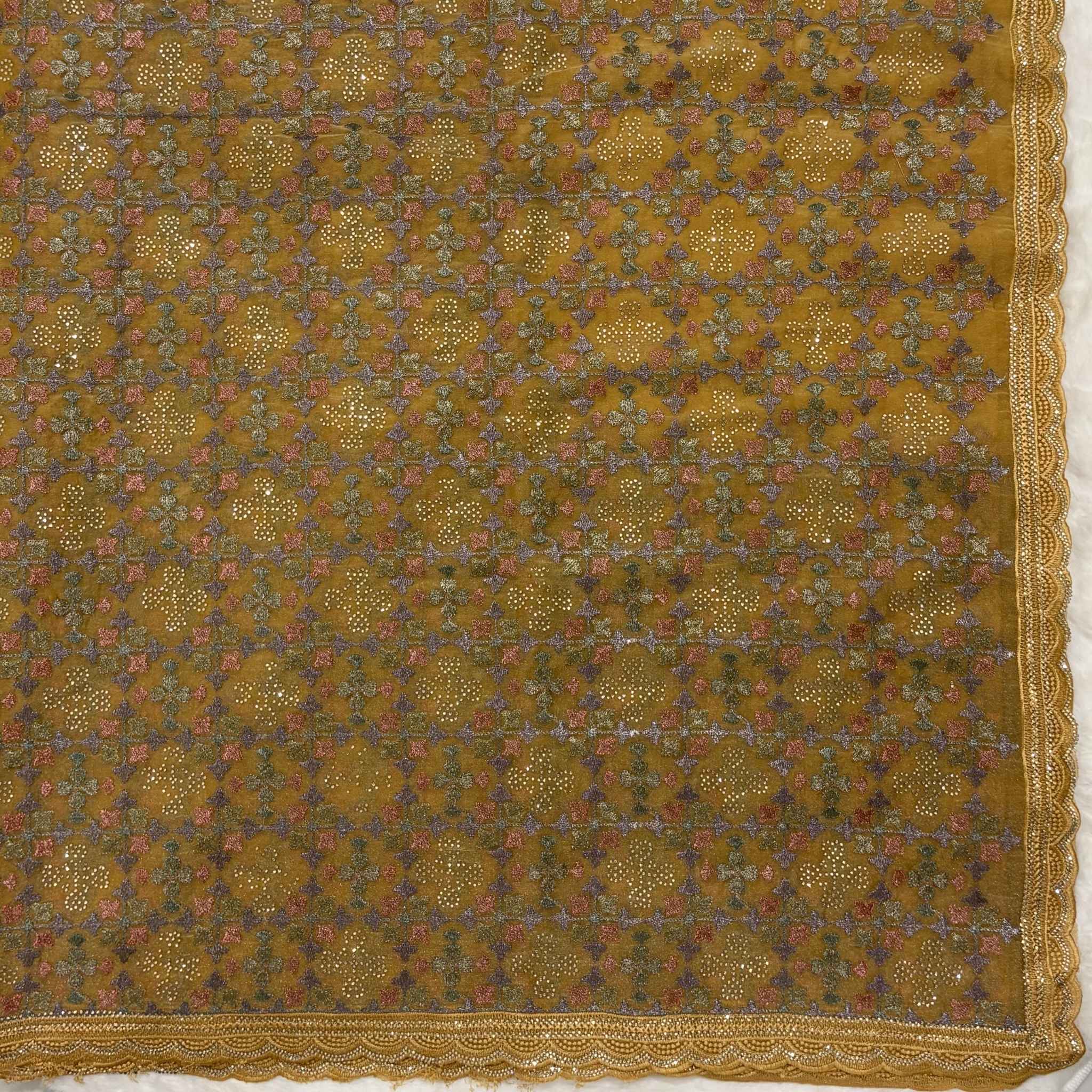 Golden Blossom Jacquard Saree for Women | Designer Floral Wedding & Party Wear Saree