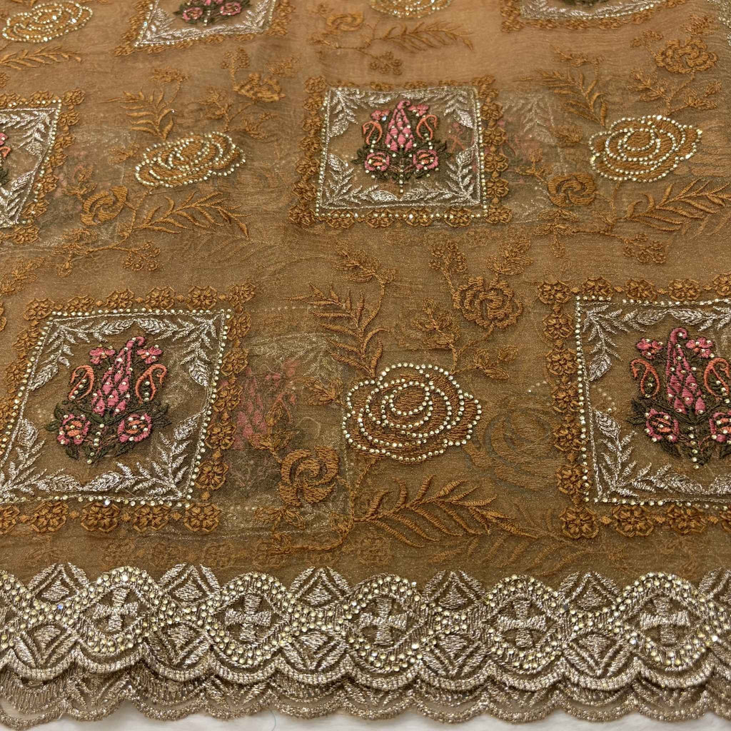Golden Royale Embroidered Saree for Women | Designer Festive & Wedding Wear Saree