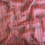 Peach Pink Tissue Saree for Women with Gold Embroidery | Designer Party Wear & Wedding Saree