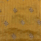 Golden Yellow Tissue Saree for Women with Silver Leaf Embroidery | Designer Party Wear