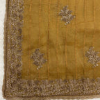Golden Yellow Tissue Saree for Women with Silver Leaf Embroidery | Designer Party Wear