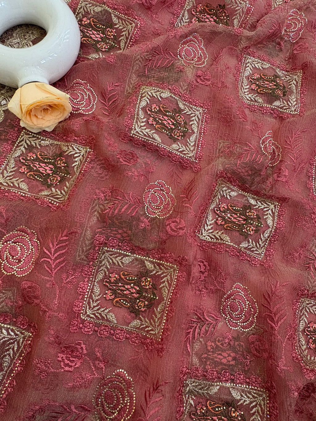 Tissue saree pink