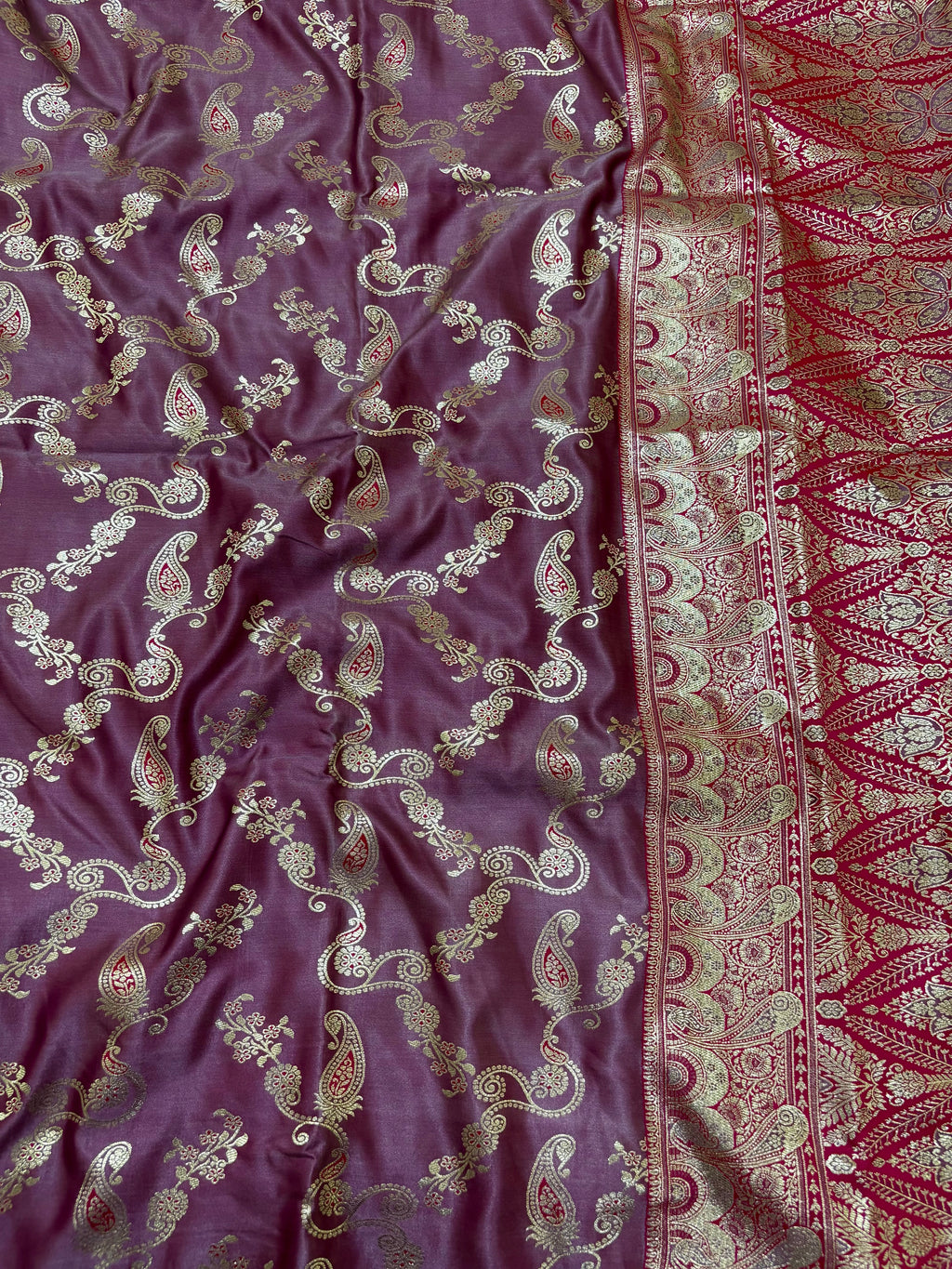 Royal Plum Paisley Silk Saree