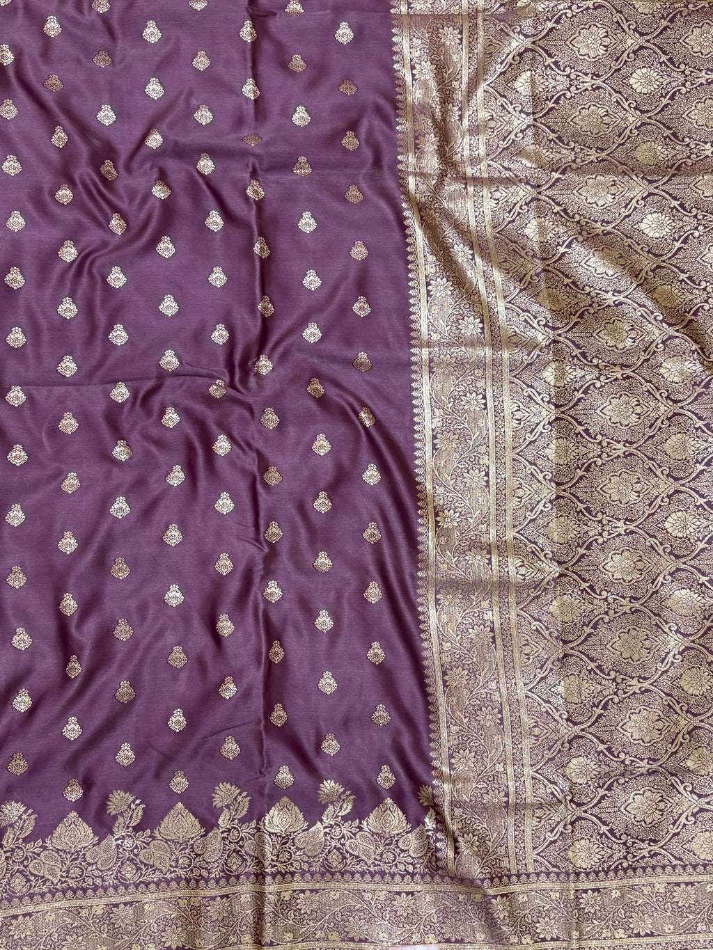 Mauve Gold Buti Silk Saree