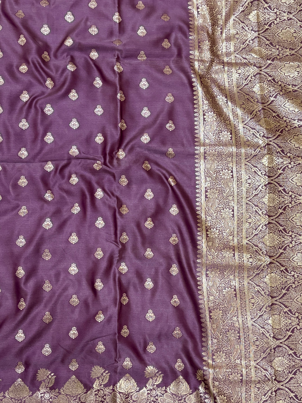 Mauve Gold Buti Silk Saree