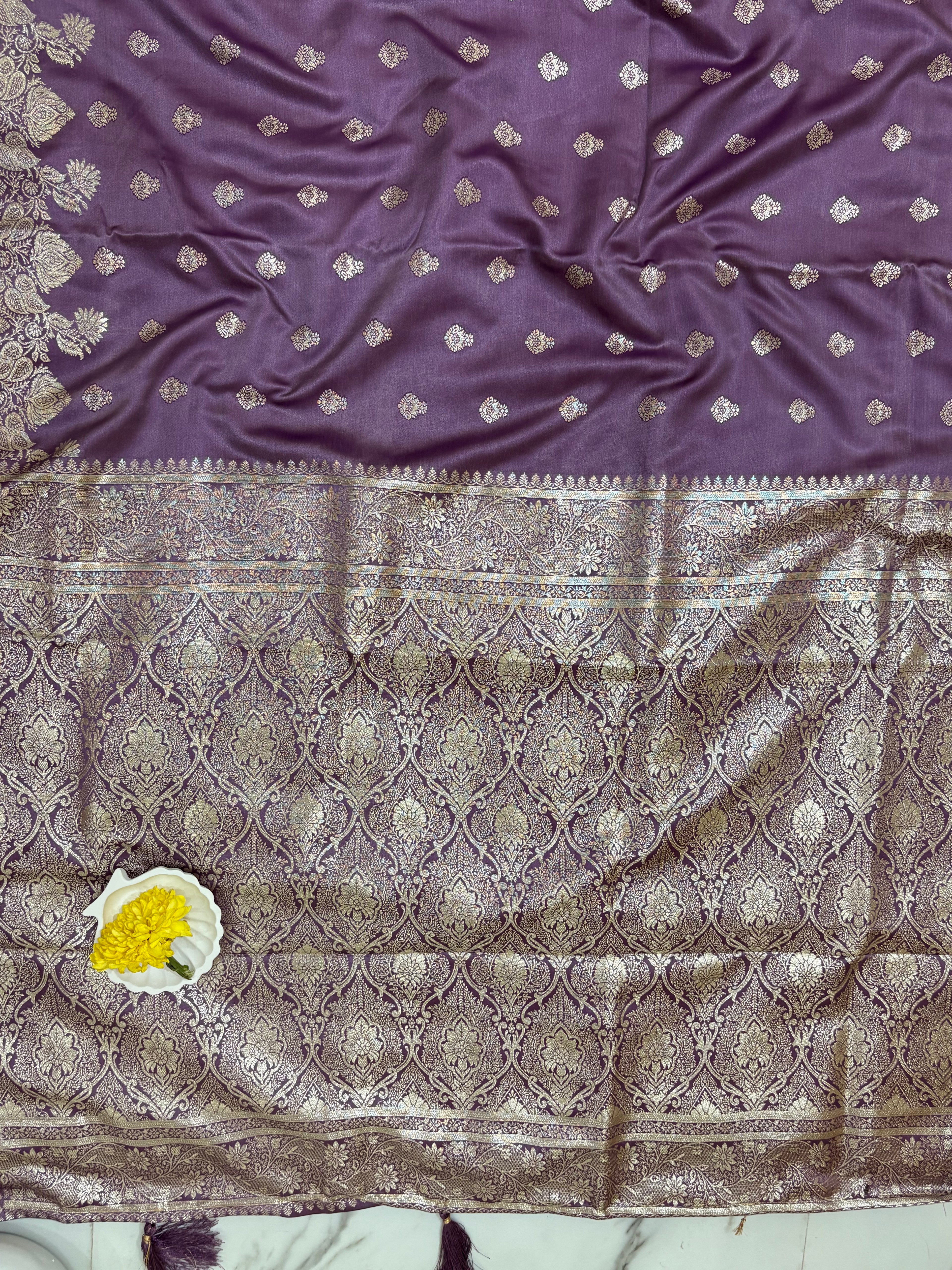 Mauve Gold Buti Silk Saree