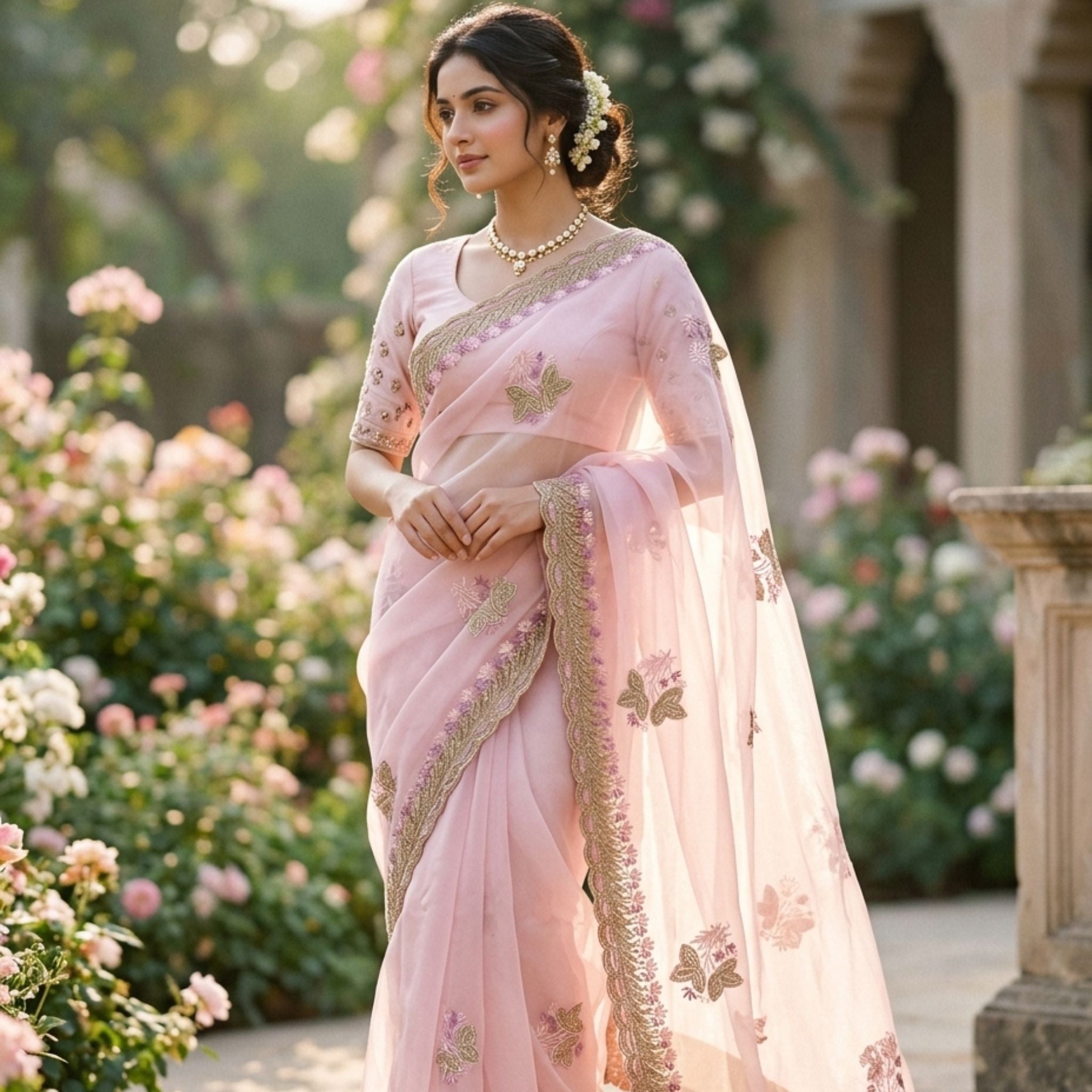 Ajmera Jari Patta Purple Saree