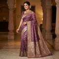 Mauve Gold Buti Silk Saree