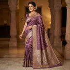 Mauve Gold Buti Silk Saree