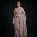 Lavender Gold Zari Designer Saree