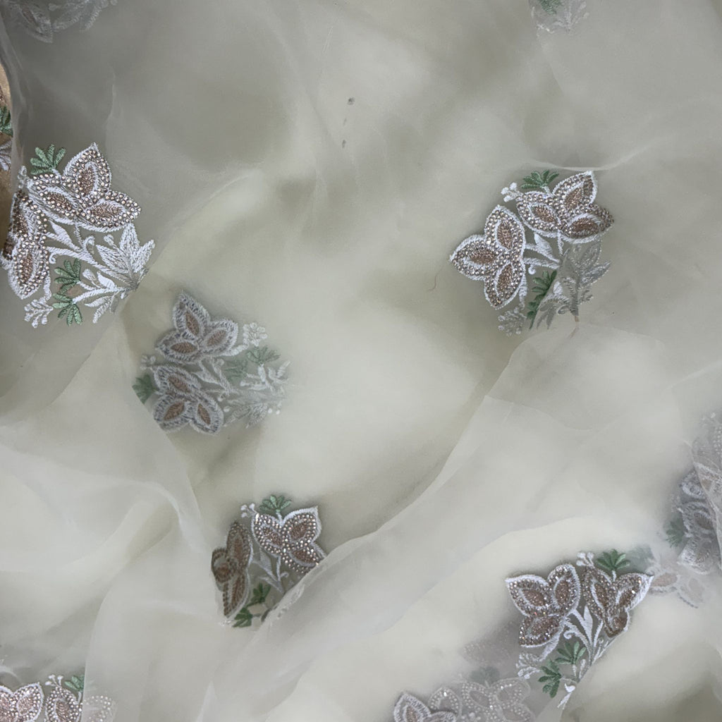 Pista Green Embroidered Organza Saree