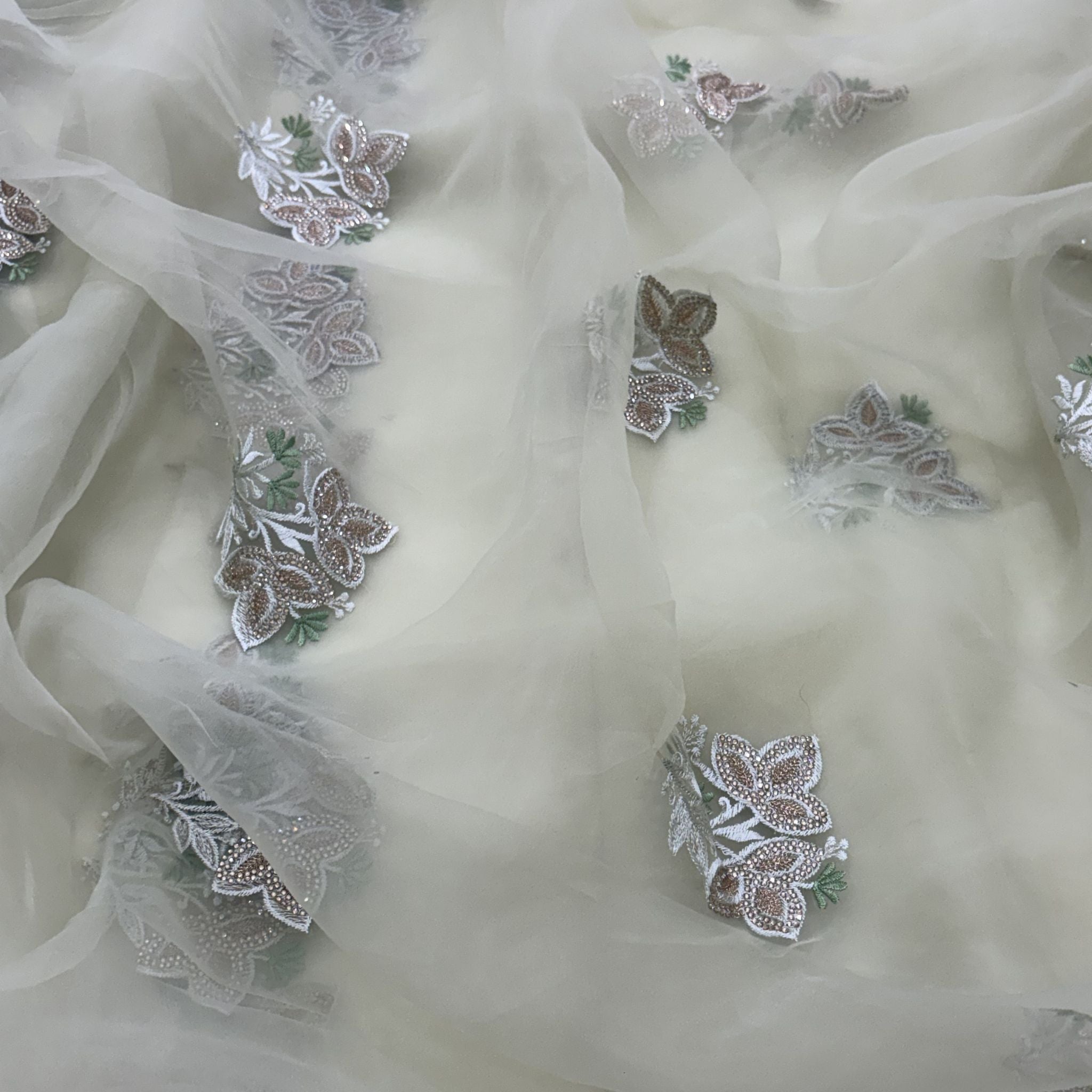 Pista Green Embroidered Organza Saree