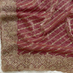 Pink Gold Embroidered Designer Saree