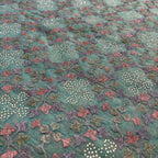 Sea Green Floral Zari Saree