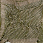Olive Green Zari Stripe Saree