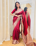 Maroon Silk Woven Banarasi Saree