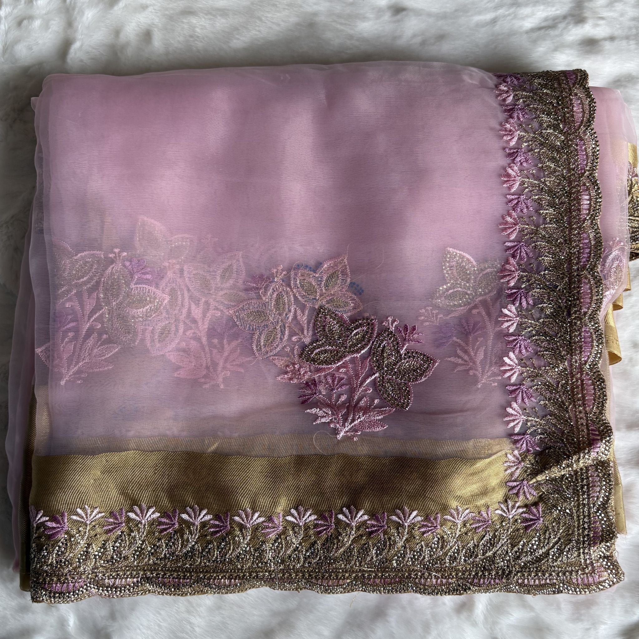 Ajmera Jari Patta Purple Saree