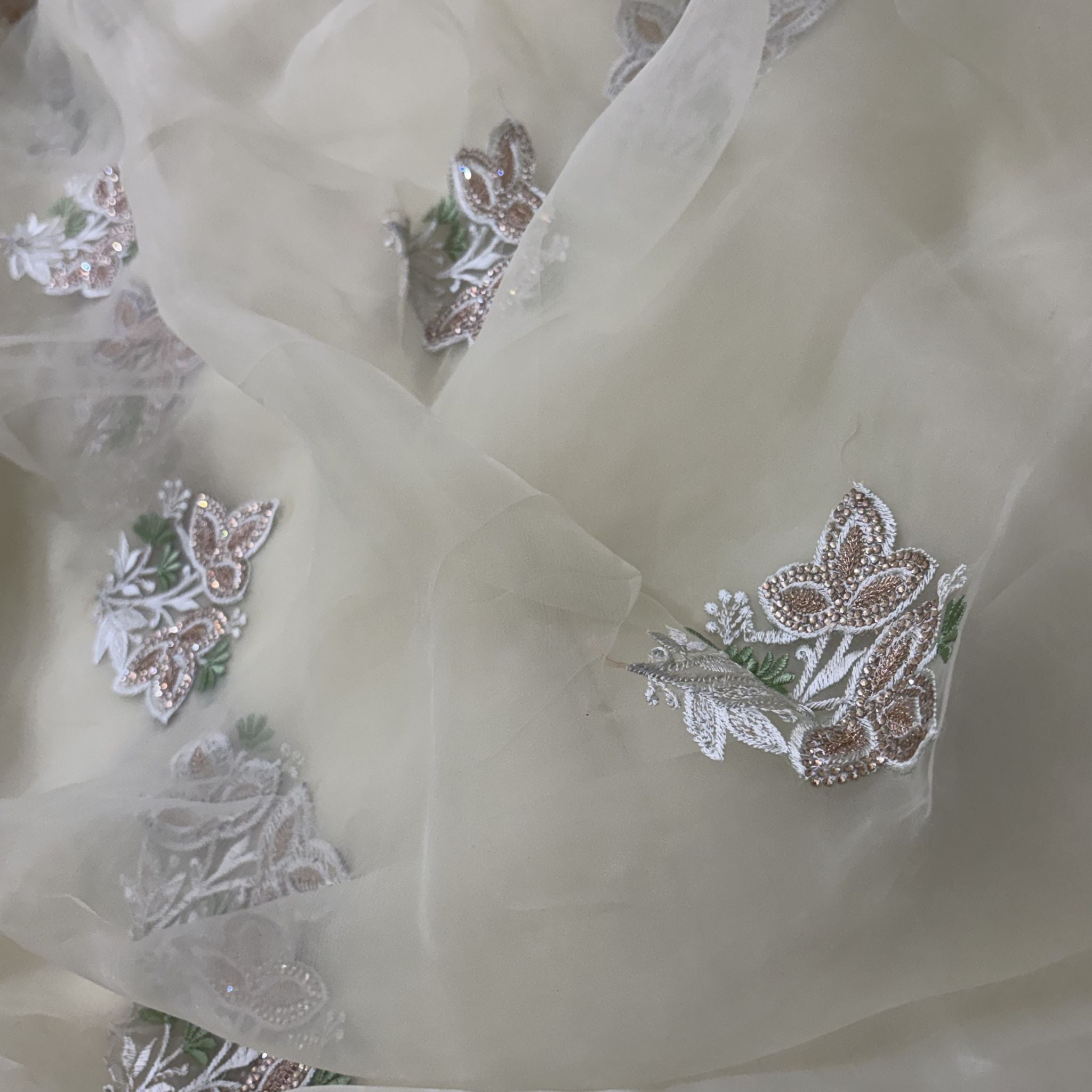 Pista Green Embroidered Organza Saree